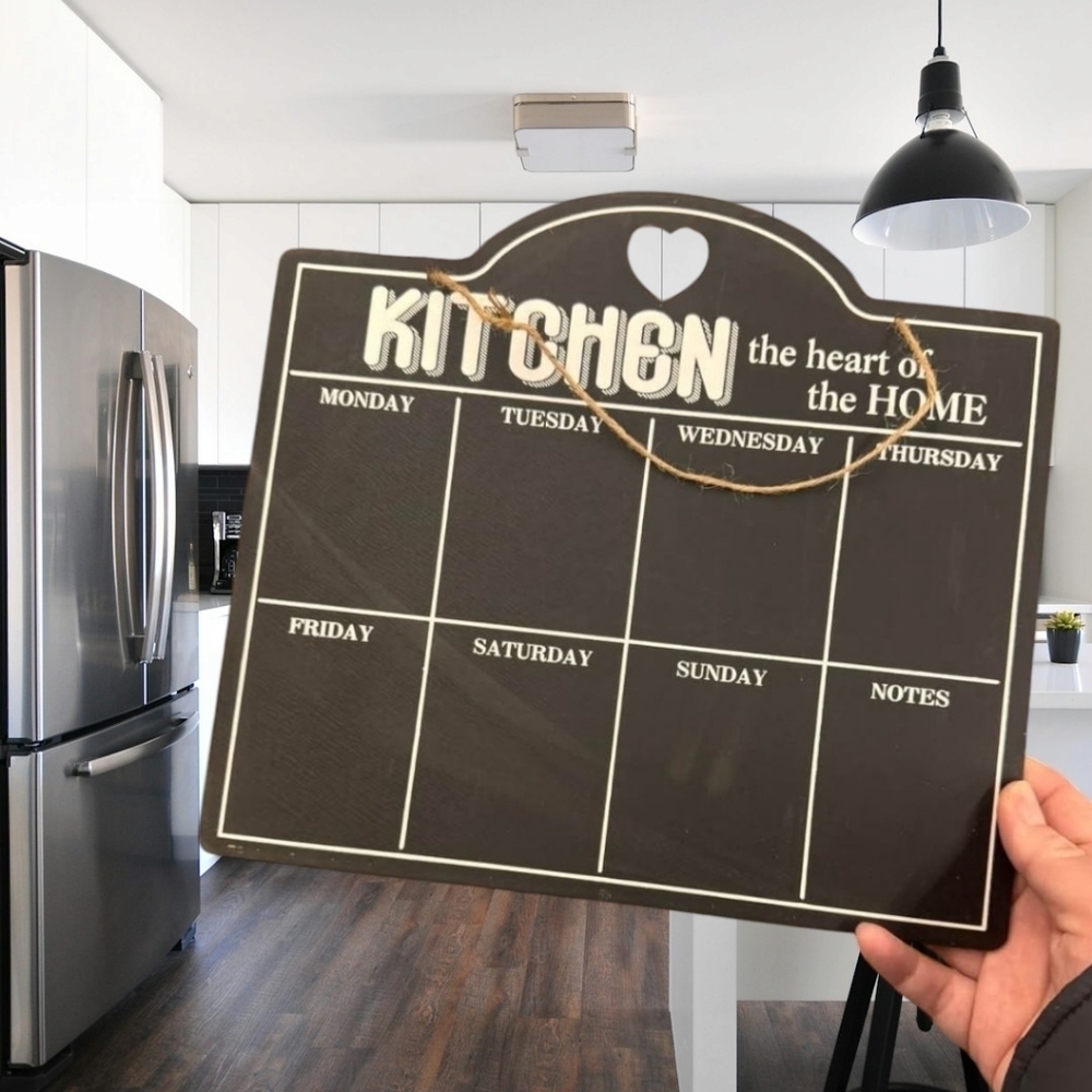 Kitchen Chalk Board Decor Menu Days Of The Week MealS NEW Black